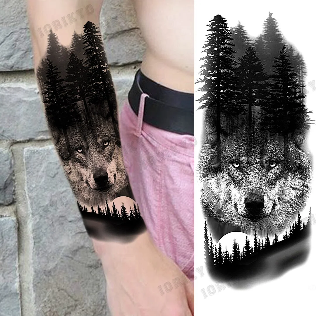 Sdrawing Devil Skeleton Temporary Tattoos For Men Adult Women Wolf Compass Gangster Fake Tattoo Washable Body Art Tatoo Sticker