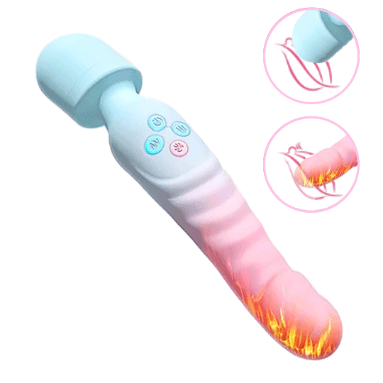 Aura – Heating Dual-Ended Wand Vibrator with Flexible Neck for Clitoral and Internal Stimulation