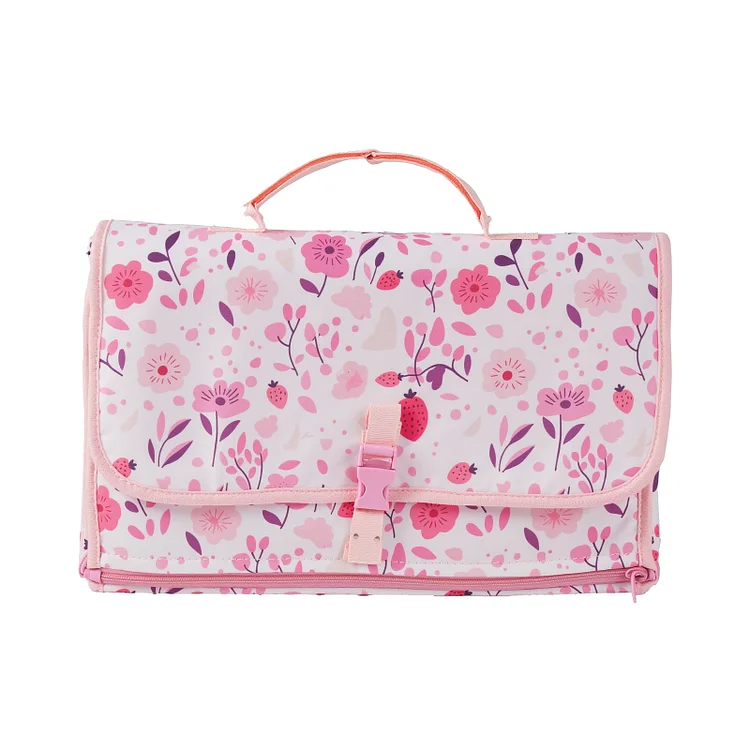 [for 17"-22" Reborn Baby Dolls]Pink Floral Bunny Diaper Pad Bag Set Accessories