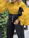 Stand Collar Long Sleeve Cake Sleeve Casual Blouses&Shirts Tops