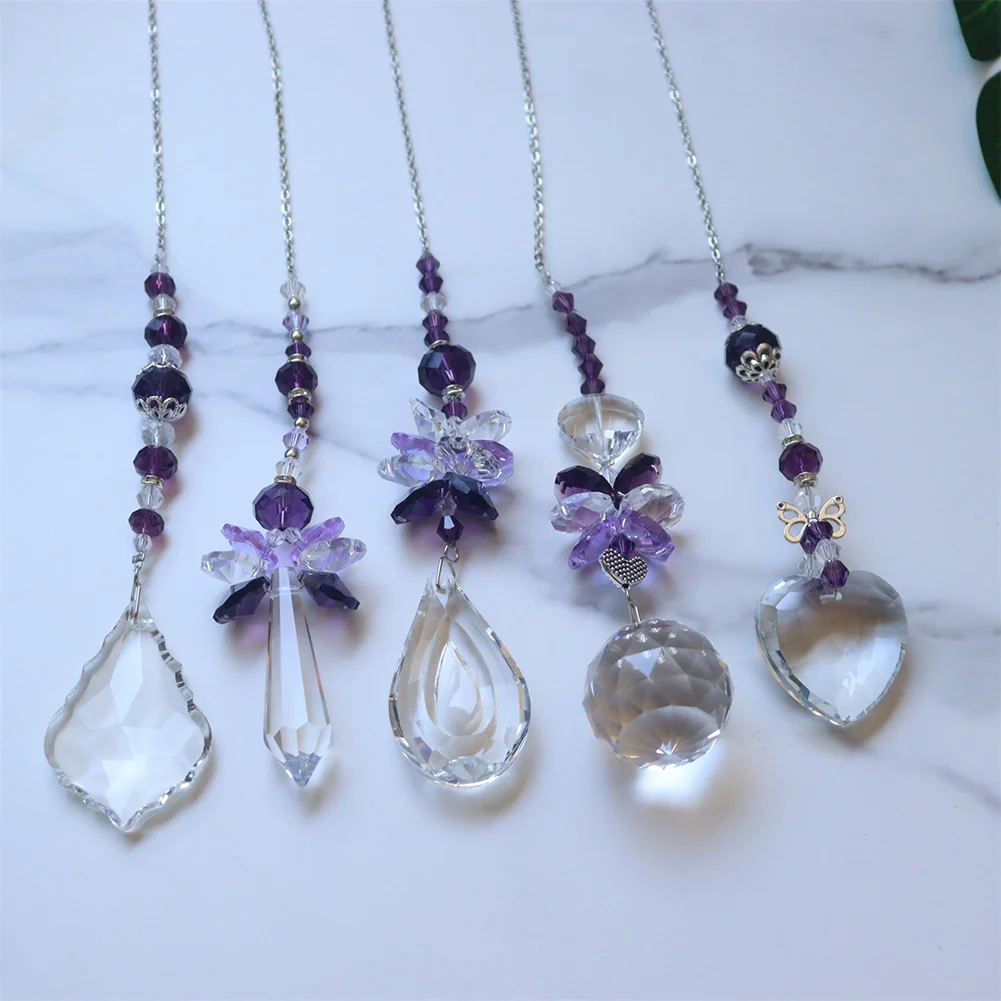 1/5pcs Crystal Wind Chime Garden Hanging Pendant Ornaments for Indoor Outdoor