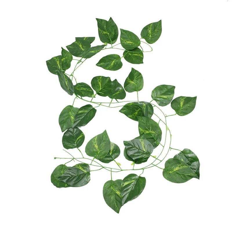 1Pc 230cm Green Vine Silk Artificial Ivy Hanging Leaf Garland Plants Plastic Rattan String Home Wall Garden Decoration Wedding