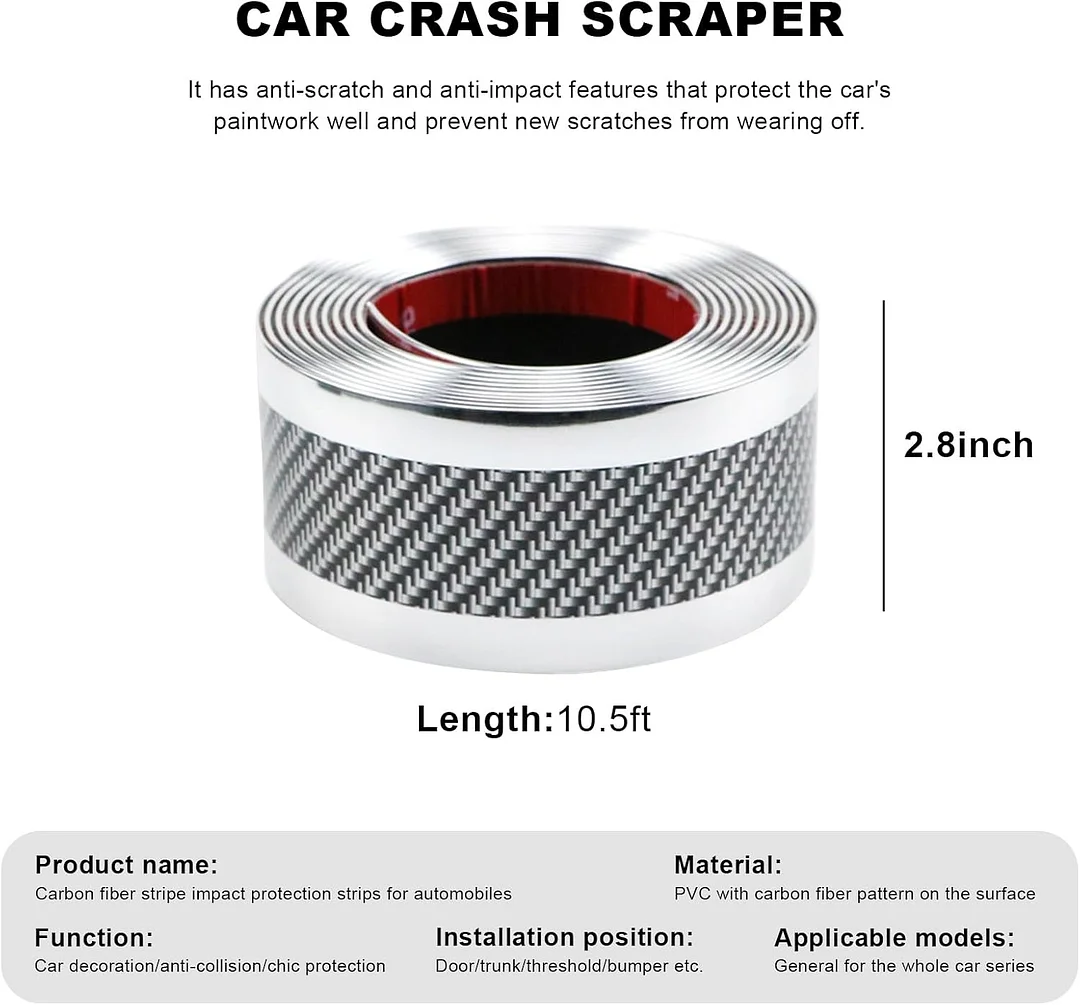 Car door anti-collision and anti-scratch cover sticker, waterproof carbon fiber door sill protection tape