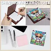Cute Puppy Garden Wooden DIY Diamond Painting Sticky Notes Holder with 160 Blank Notepads, Round Drill, 9.8x9.8x2.4cm, Perfect for Home Office Decor and Craft Gifts