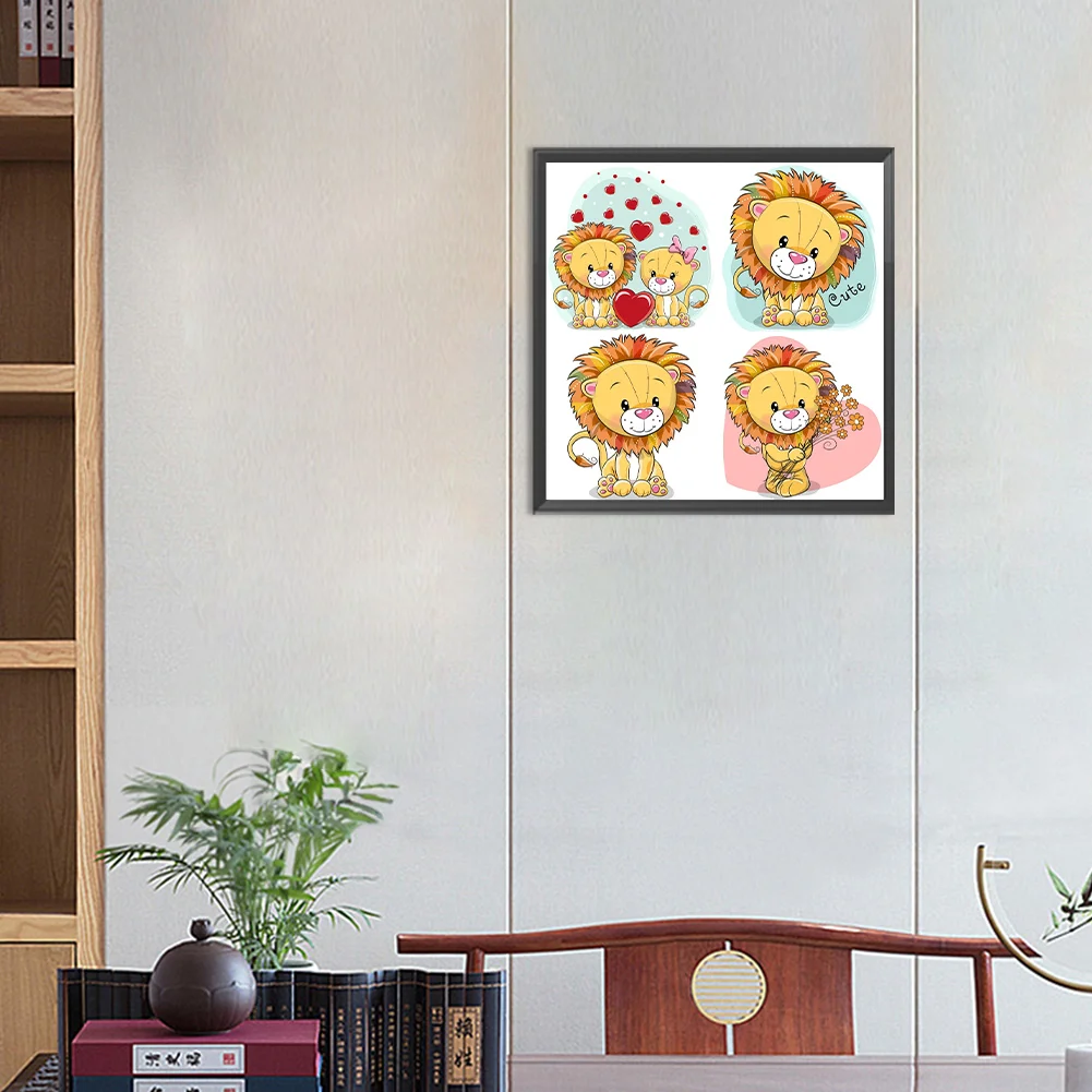 Full Round Diamond Painting 30*30cm - Cartoon Little Lion