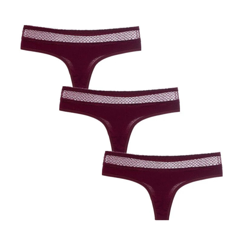 3Pcs/Lot Women G-String Cotton Thongs Solid Sexy Panties Lace Underwear Female T-back Underpants Girls Bikini Panty Thongs 2020