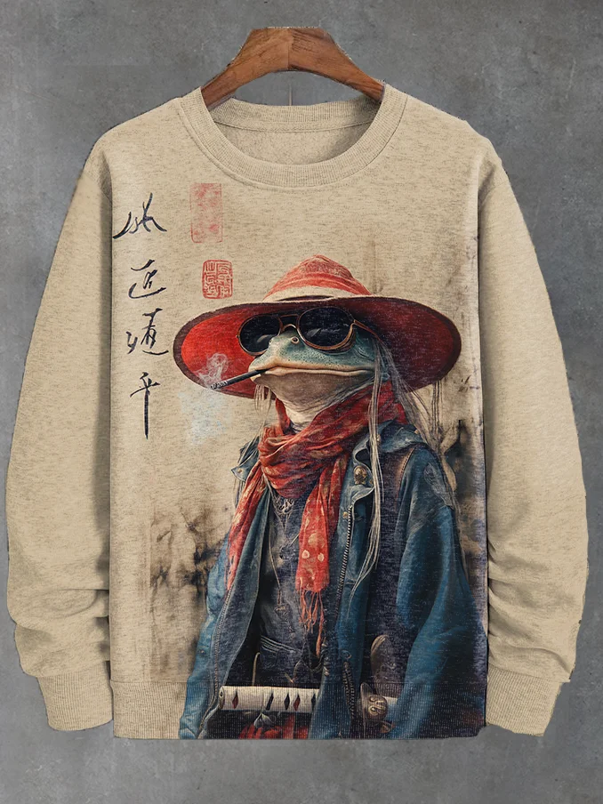Men's Japanese Smoking Frog Cowboy Samurai Sweatshirt