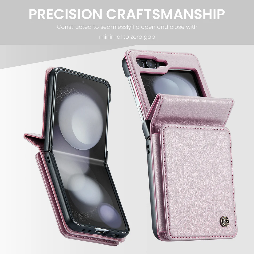 Suitable for Samsung Z Flip series mobile phone case multi-function anti-theft card slot leather case integrated anti-fall protective cover