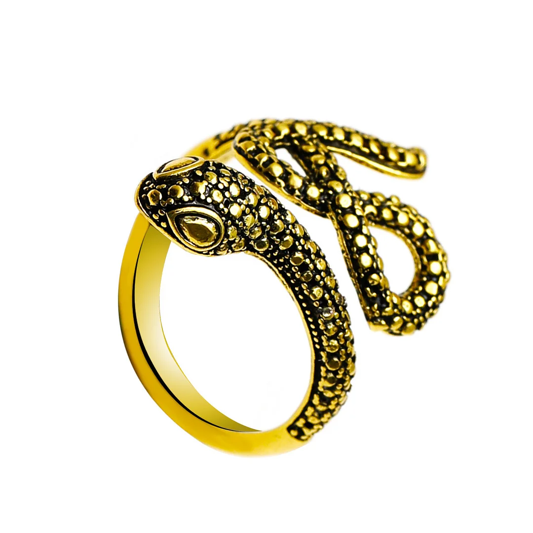 Snake Vintage Aged Gold Plated Ring