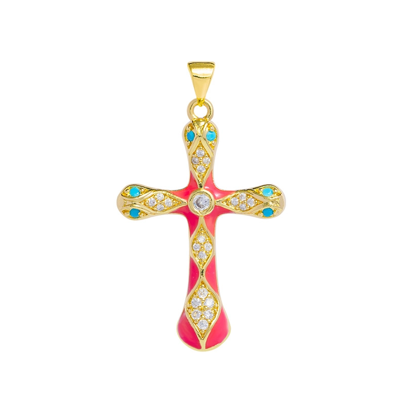 1 Piece Copper Rhinestones Cross Pendant