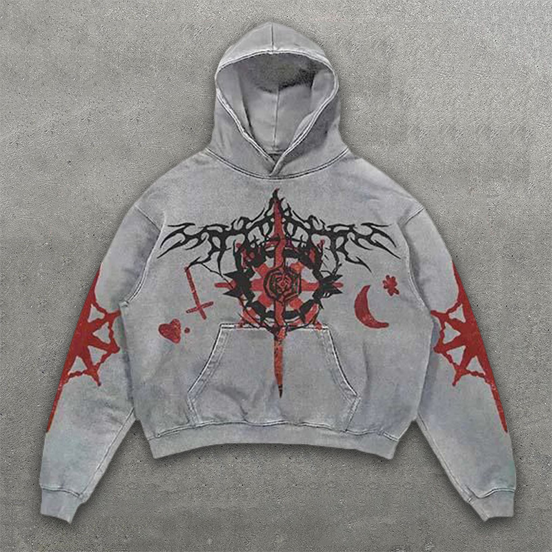 Letters Mix Print Long Sleeve Hoodies