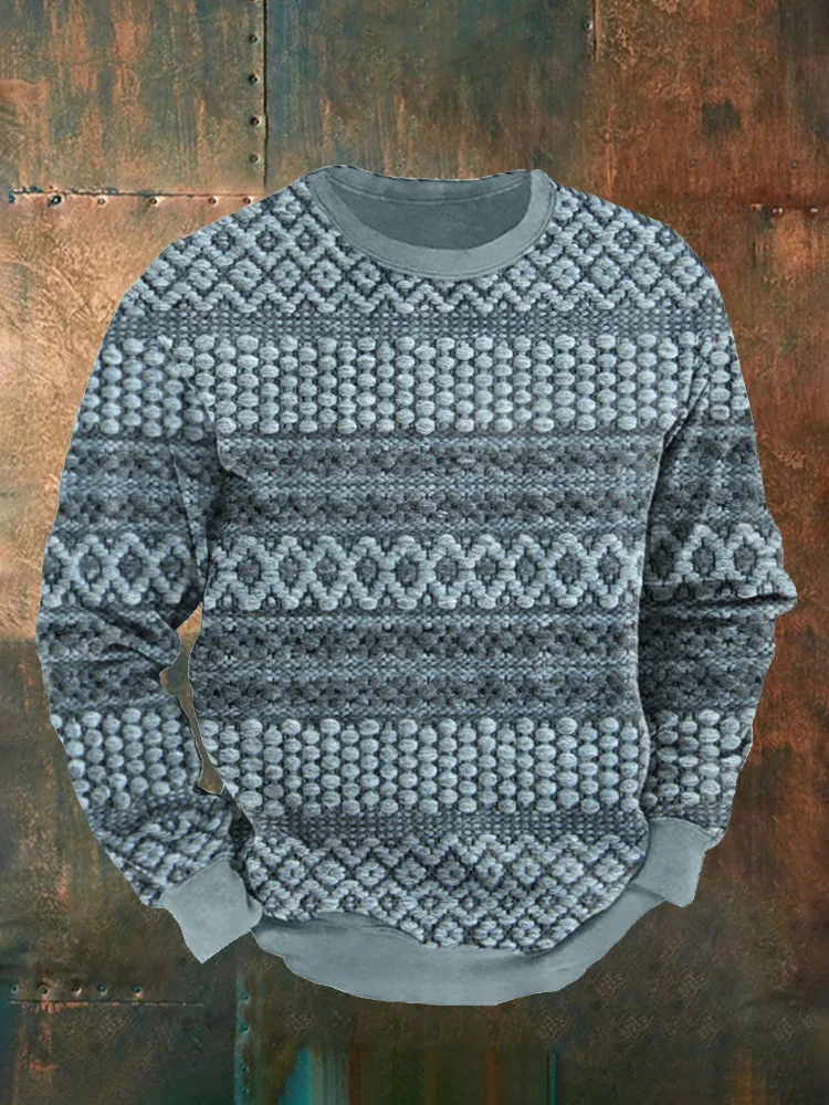 Men's Vintage Knit Textured Cozy Sweatshirt