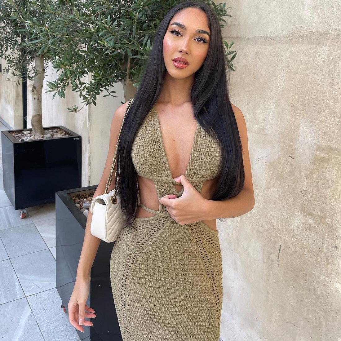 Ootddress Female Knit Lace-Up Maxi dress Backless Slim Fashion Beach Outfits Y2k Dress Hollow Out Bandage Knitwear Party Women Dress