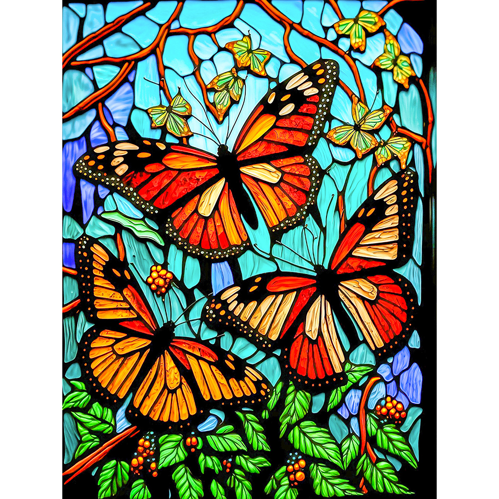 Diamond Painting - Full Round - Stained Glass Butterfly