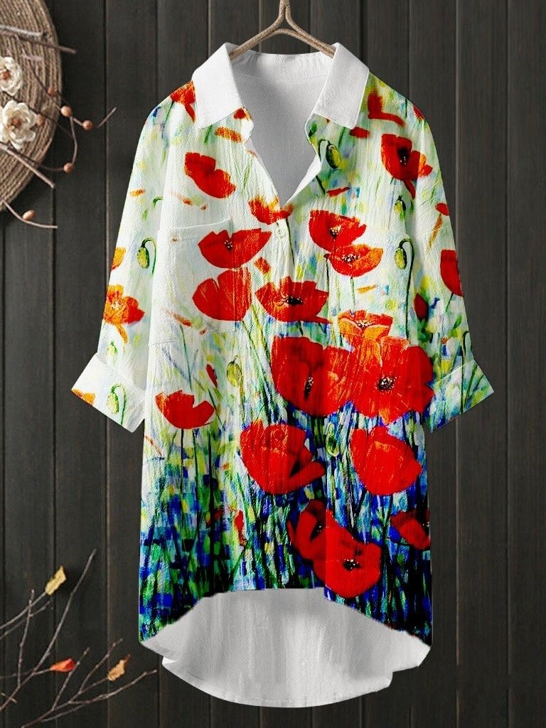 Floral Print Hemp Shirt