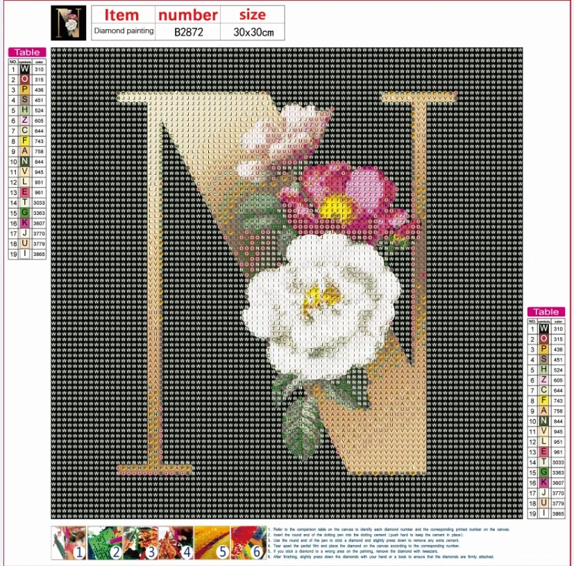 Diamond Painting - Full Round Drill - Flower Alphabet(30*30cm)