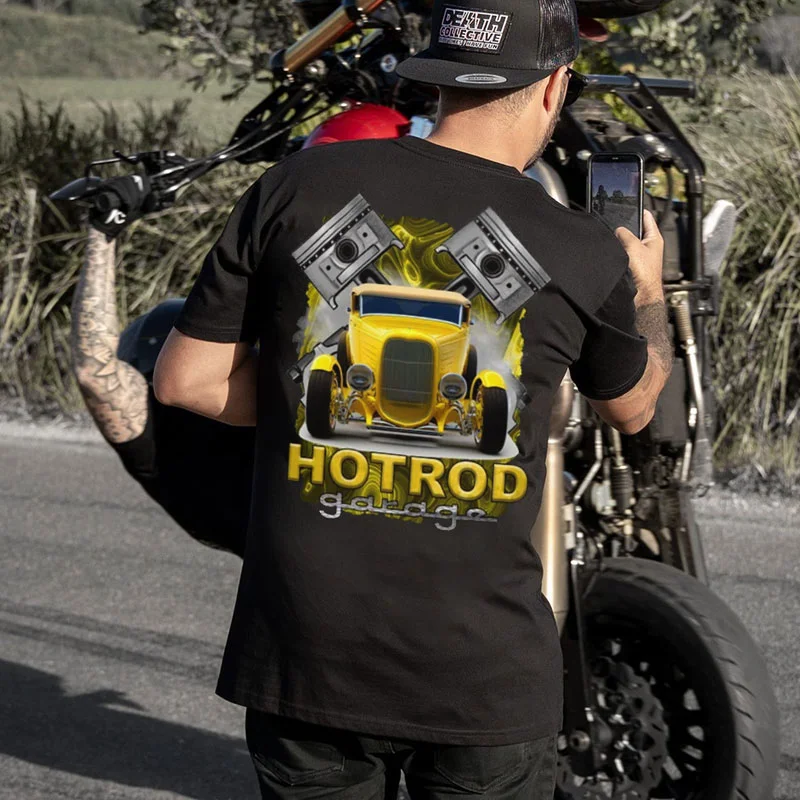HOT ROD GARAGE Piston&Classic Car Print Men's T-shirt