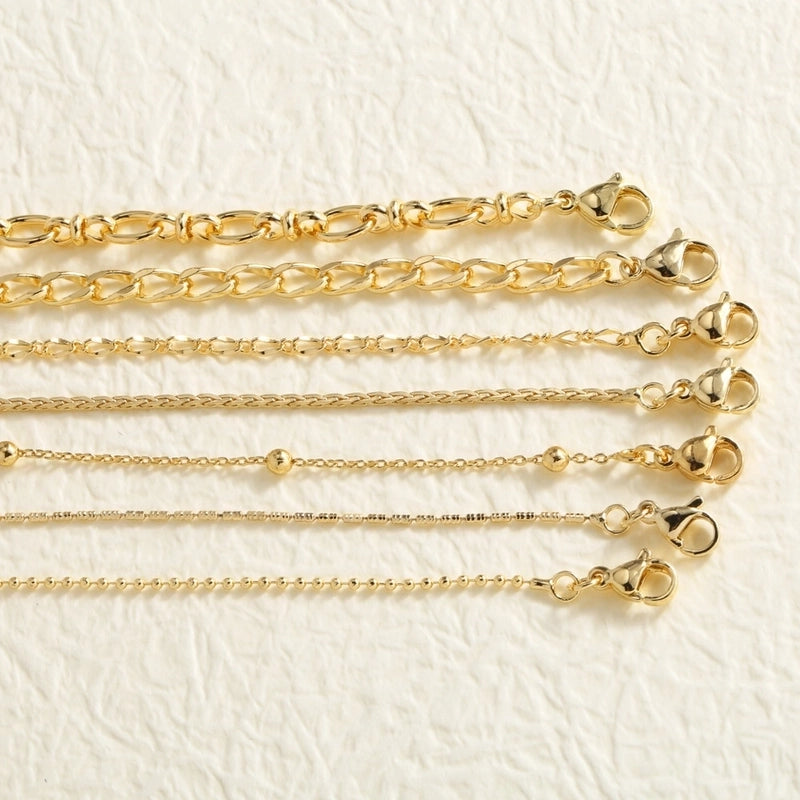 1 Piece 201 Stainless Steel 18K Gold Plated 40-45cm Diameter 4mm Jewelry Accessories Chain