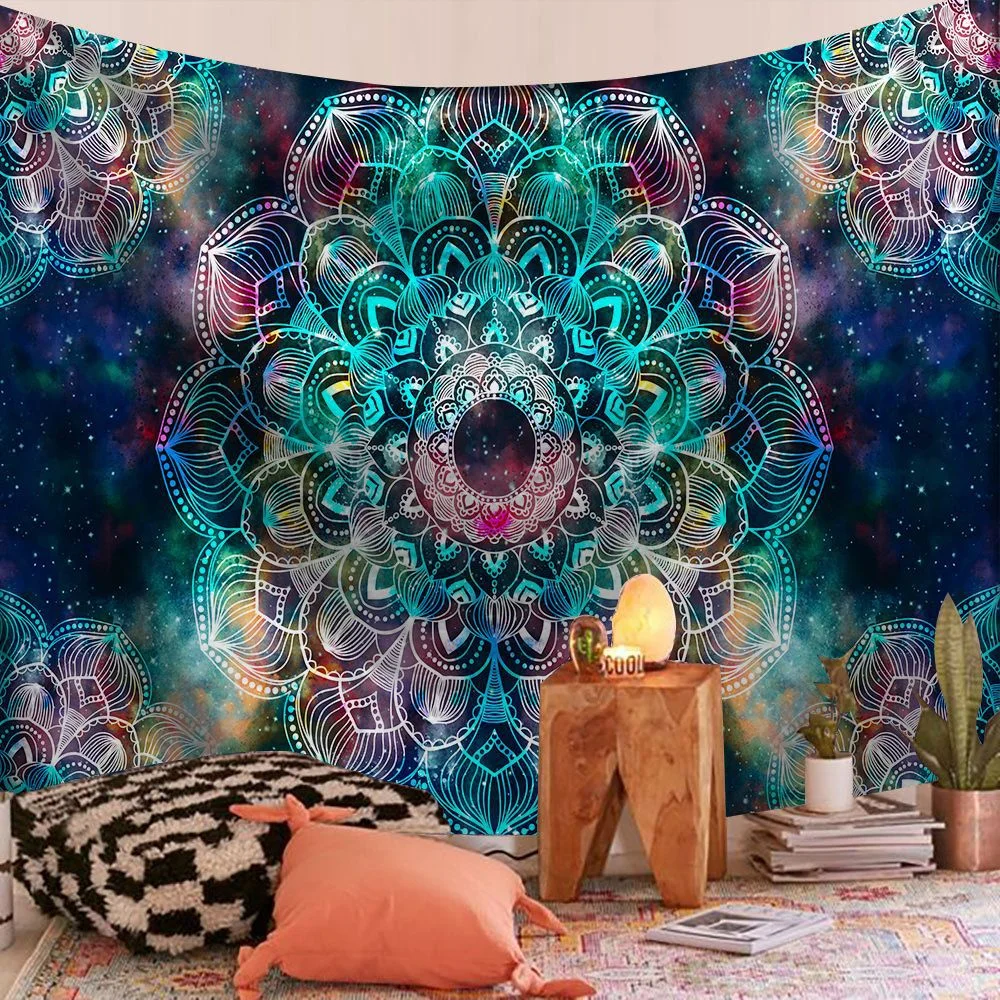 India Mandala Tapestry Wall Hanging Boho Decor Wall Cloth Tapestries Psychedelic Hippie Night Moon Tapestry Mandala Wall Carpet