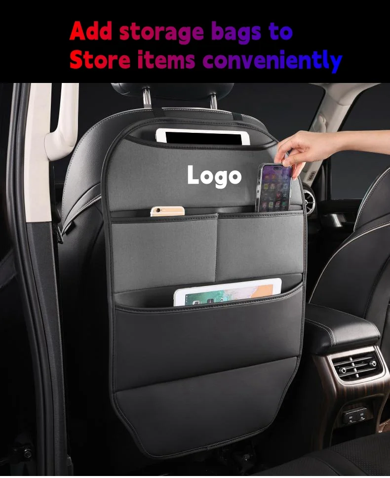 Car seat back multifunctional anti-kick storage bag