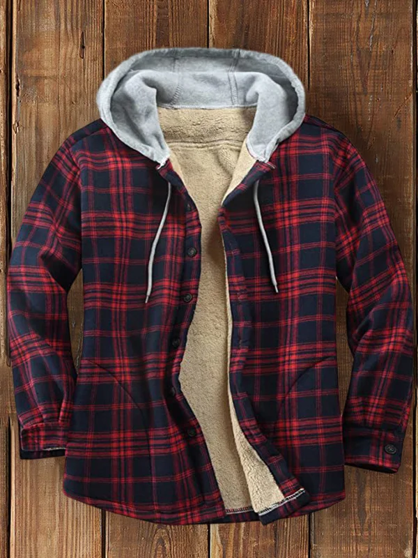 Men's autumn and winter plaid long-sleeved loose jacket