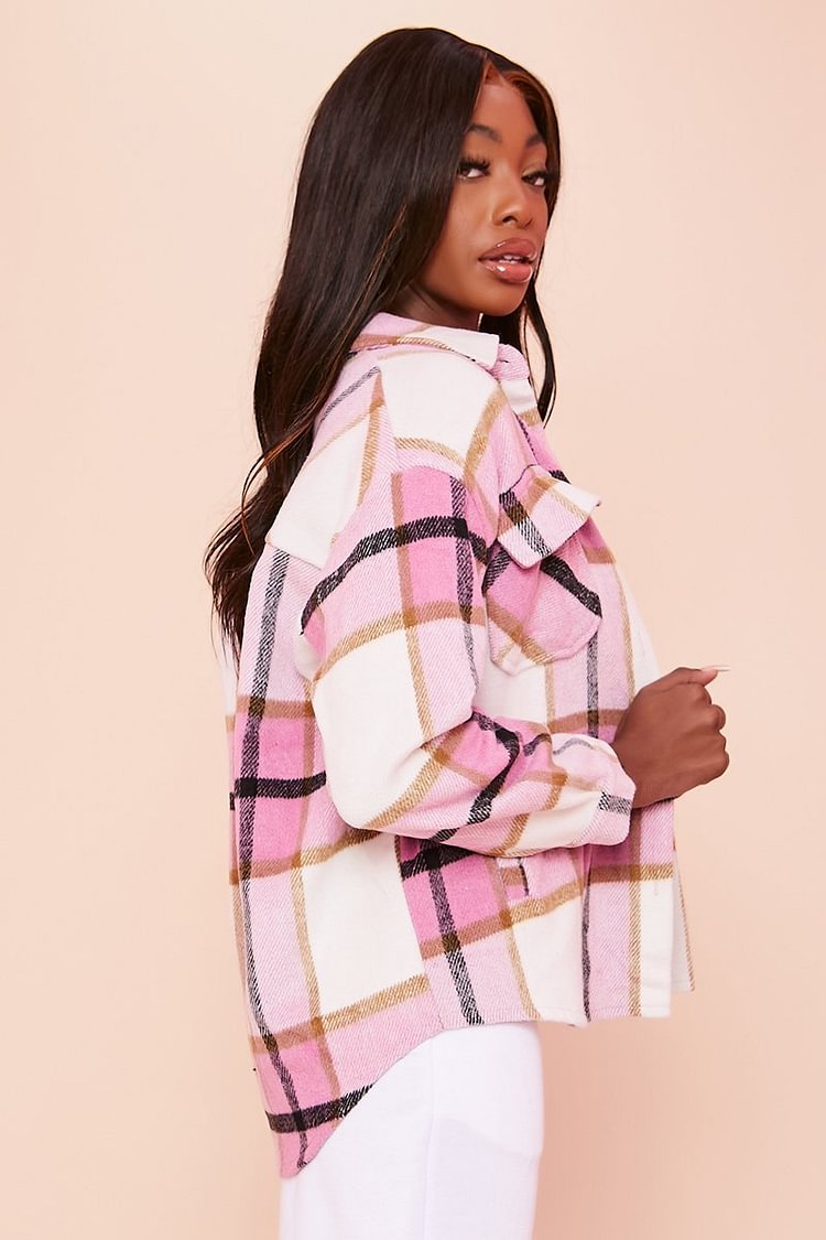 pink checked jacket