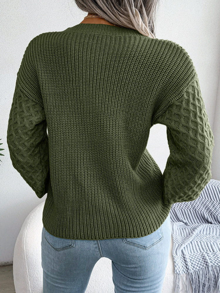 Women's Winter Solid Color Casual Long Sleeve Crew Neck Sweater