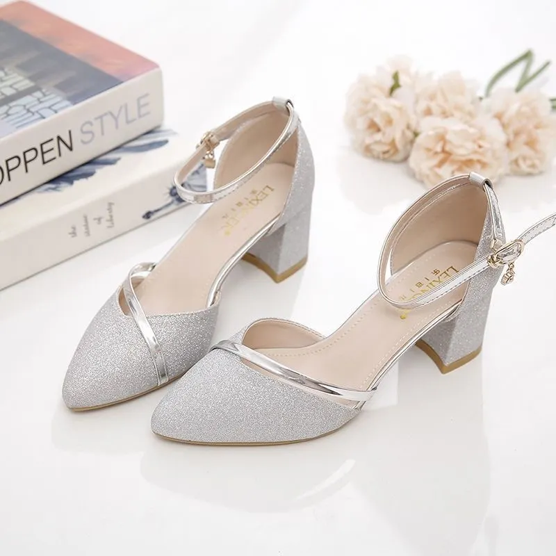 Breakj Breakj Shoes 2025 New Baotou Sandals Women's Summer Thick And Summer With Summer Bridesmaids High Heels Heels