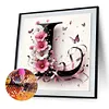 Marguerite papillon lettre l-plein rond diamant peinture-30*30cm