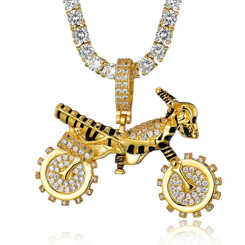 Hip Hop Motorcycle Iced Out Necklaces Pendants-VESSFUL