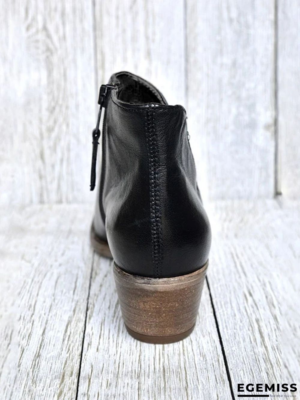 Retro Distressed Polished Color Zipper Thick Heel Pointed Ankle Boots | EGEMISS