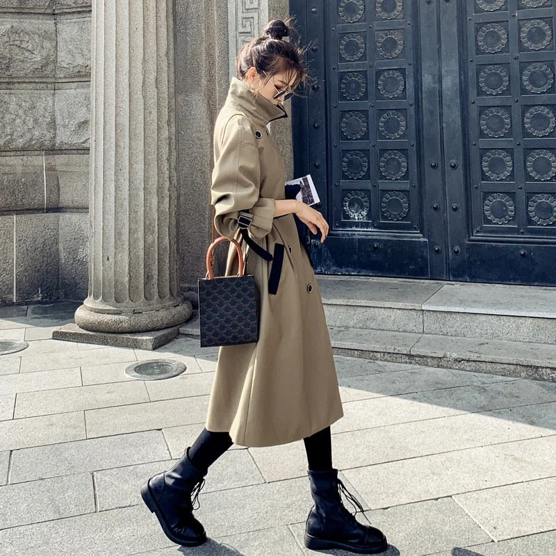 Brand New Women Trench Coat Double-Breasted Long Waterproof Windproof Spring Fall Windbreaker for Lady Duster Coat  Female Cloak