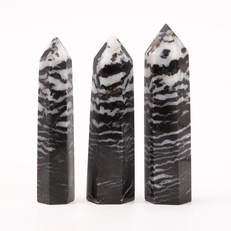 Set of 3 Zebra Jasper Crystal Towers Points Bulk