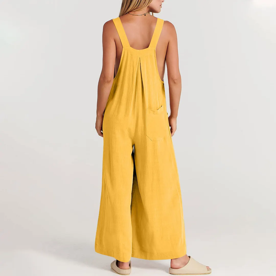 Elegant Printed Wide Leg Jumpsuit with Pockets
