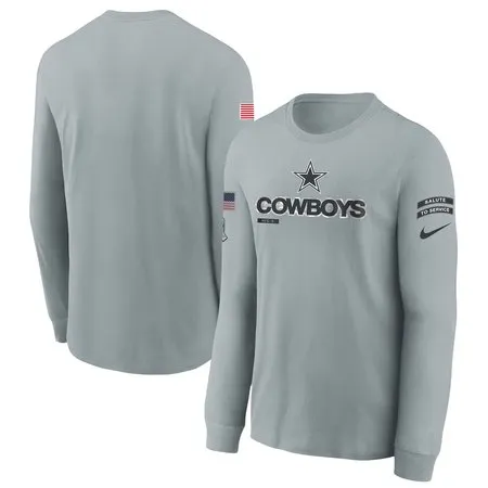 Youth Dallas Cowboys  Gray 2024 Salute To Service Long Sleeve T-Shirt