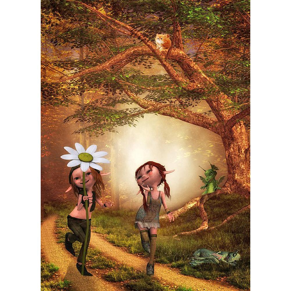 

Girl in Woodset - Round Drill Diamond Painting - 30*40CM, 501 Original