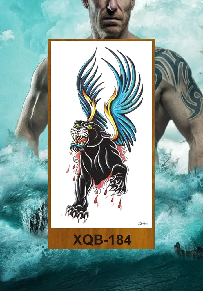 Temporary Flower Arm Tattoos Stickers Samurai Sword Dragon Snake Totem Men Women Girls Chest Fake Tatoo Drop Shipping DIY