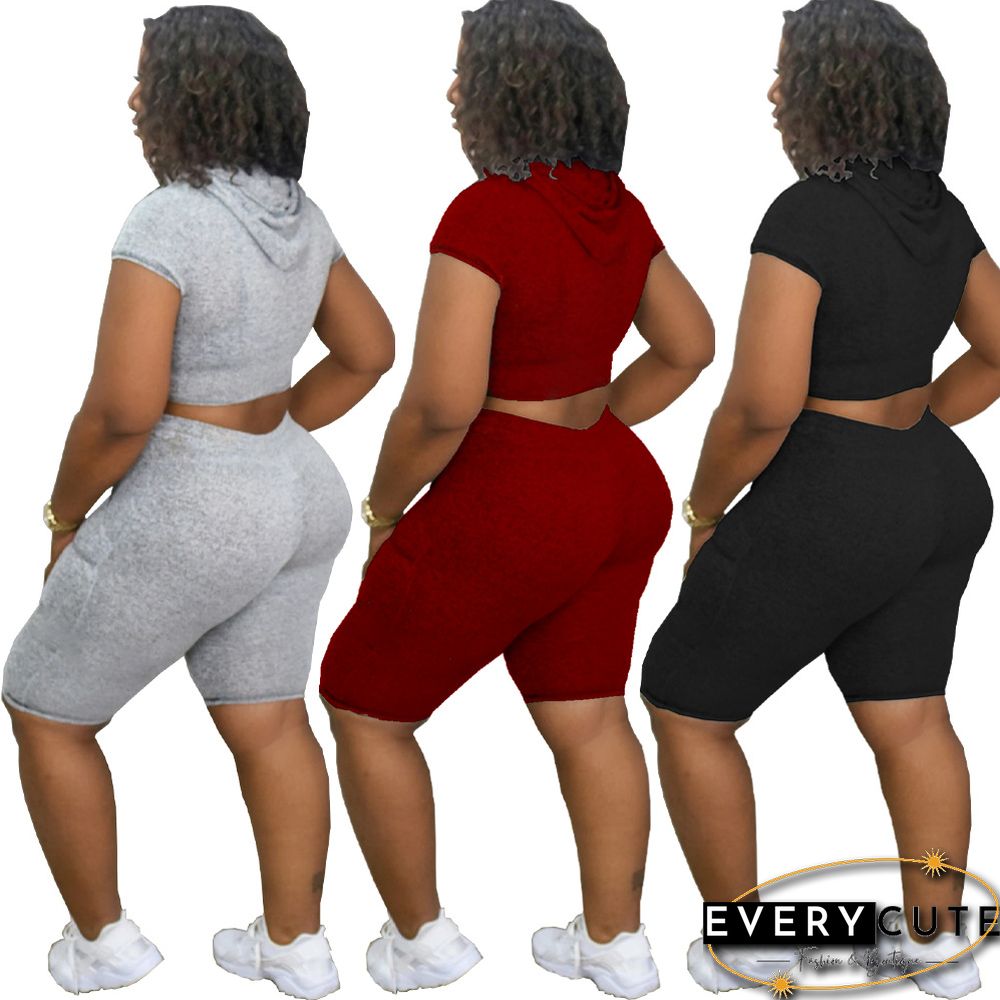 Women Fashion Printed Short Sleeve T-Shirts & Skinny Shorts Sets Two Pieces Outfits Crop Top And Short Pants Sets