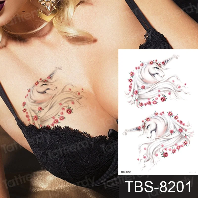 Fashion Colorful Tattoo Waterproof Stickers Beautiful Flowers Tattoo Women New Waterproof Temporary Black Tattoo Sticker Body