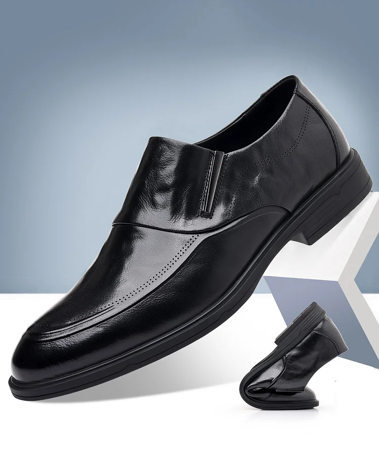 Business Casual Pointed Toe Solid Leather Shoes 