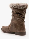 Simple Pleated Belt Buckle Suede Ankle Boots