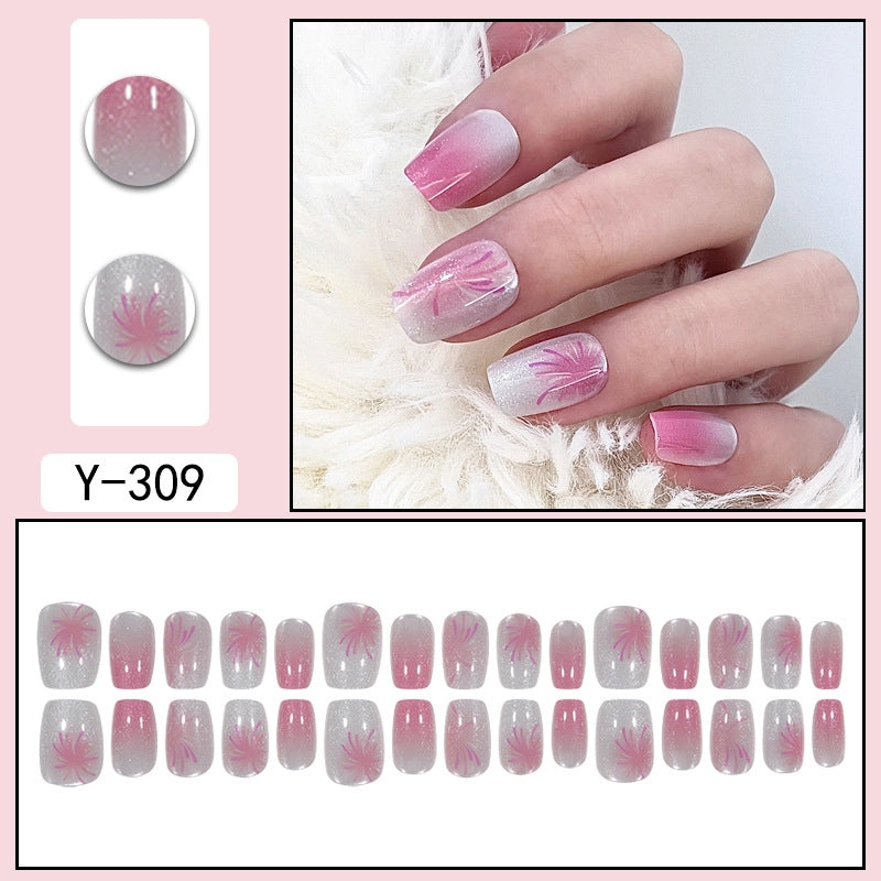 Sweet Color Block Heart Shape ABS Press-on Nails 1 Set