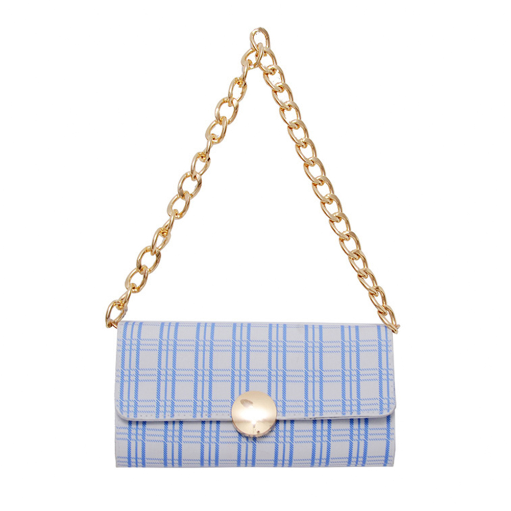 

Vintage Plaid Leather Women Handbag Chain Underarm Shoulder Bag -Sky Blue, 501 Original