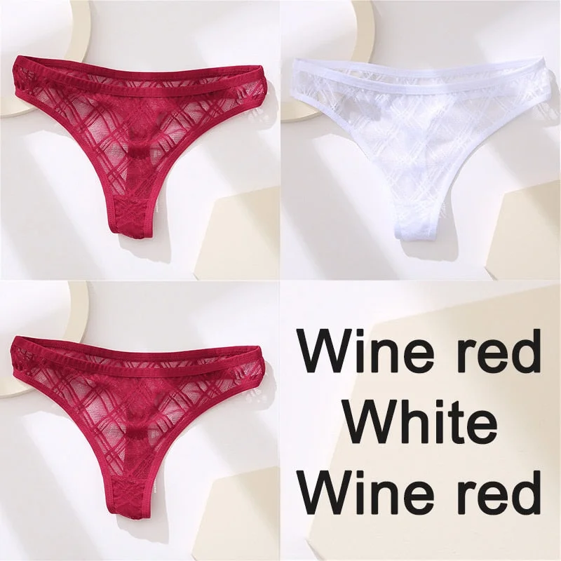 Sexy Lingerie Lace Panties Women Underwear G-String Perspective Thong Pantys Mesh Low Waist Female Briefs Intimate Underpants