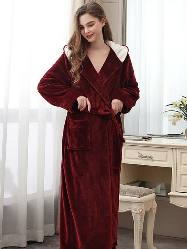 Comfortable  Warm Hooded Pajama Robe