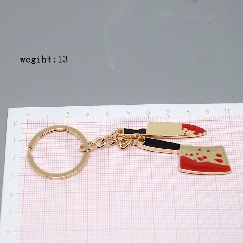 Minimalist Kitchen Knife Alloy Plating Halloween Bag Pendant Keychain