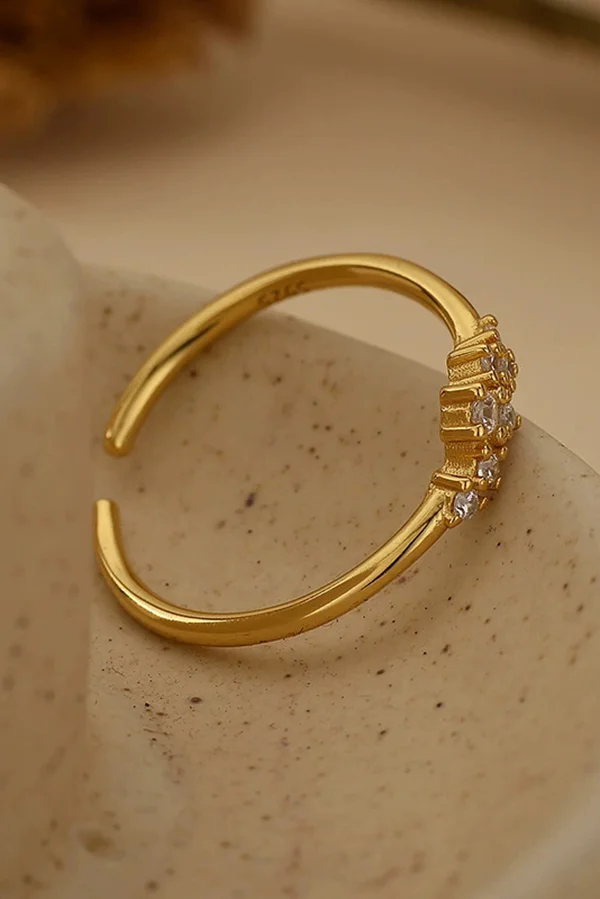 Simple Diamond Open Ring