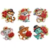 (US Only)6Pcs Acrylic Animal And Red Rose Diamond Art Fridge Magnet for Car Mailbox Decor
