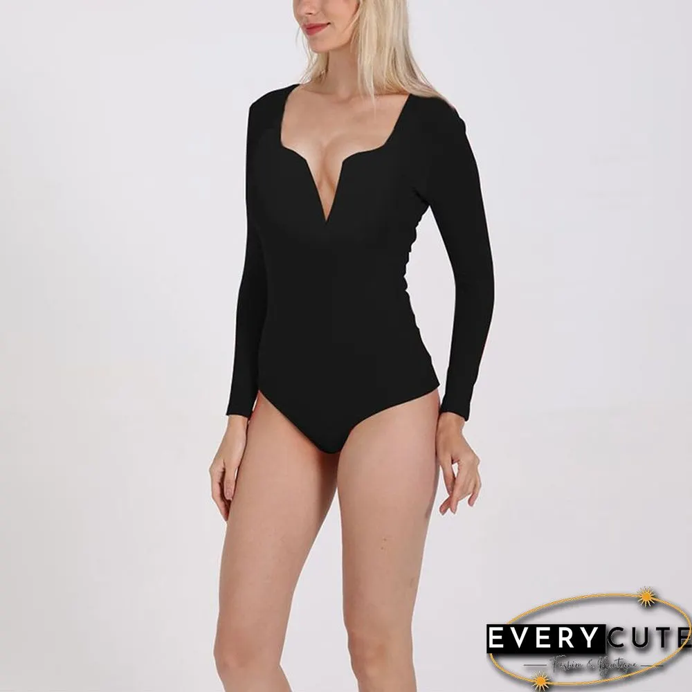 Snap Ribbed High Leg Long Sleeve Bodysuit