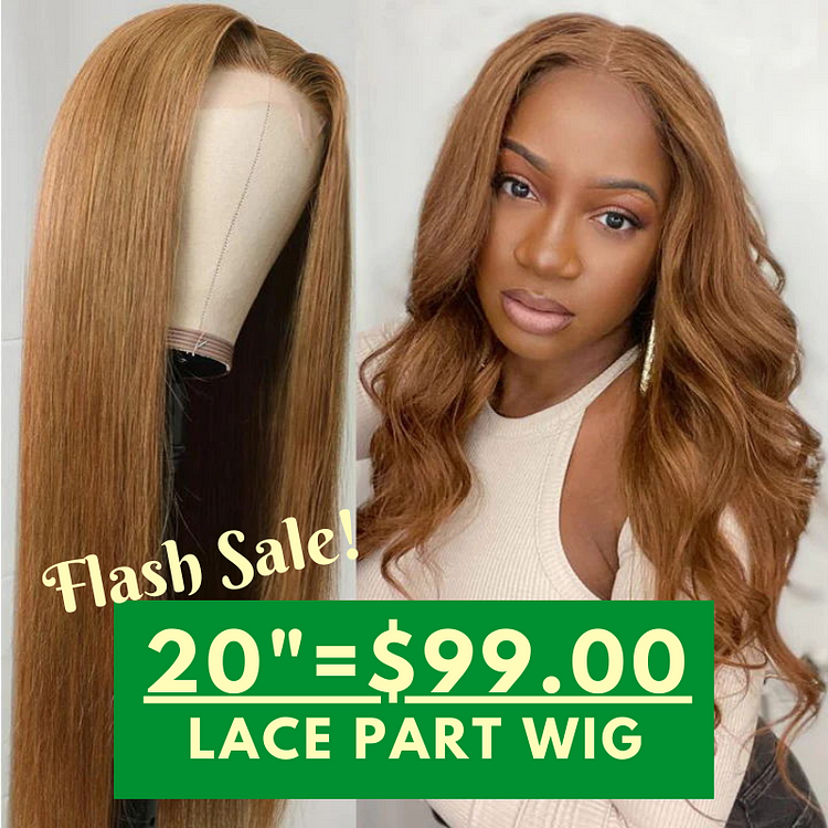 Friday Offer | Ginger Brown Bone Straight Lace Part Wig Flash Sale